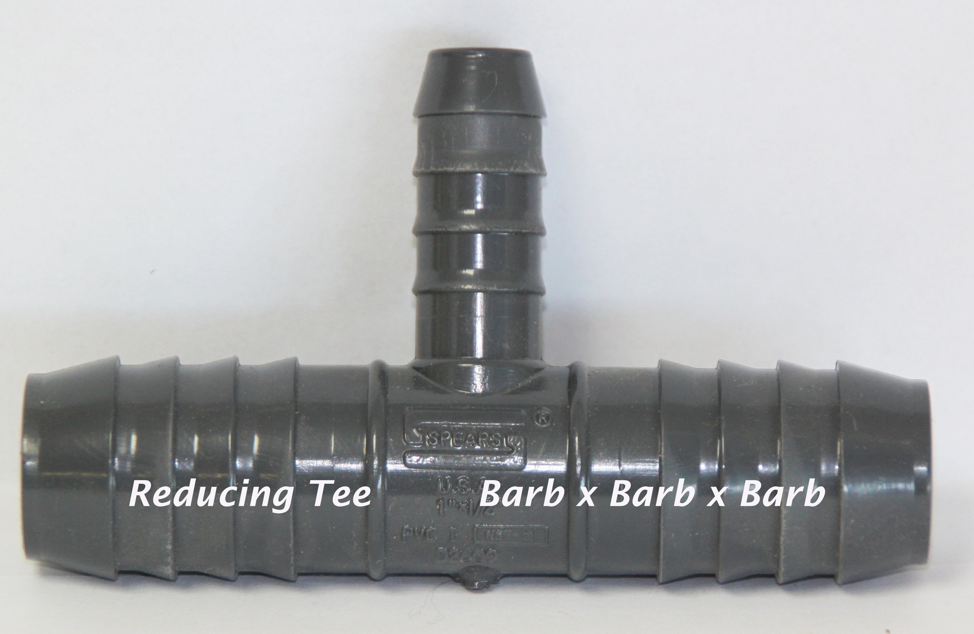 1401 Reducing Tee, Insert Barbed Gray PVC 1401 Reducing Tee, Insert Barbed Gray PVC