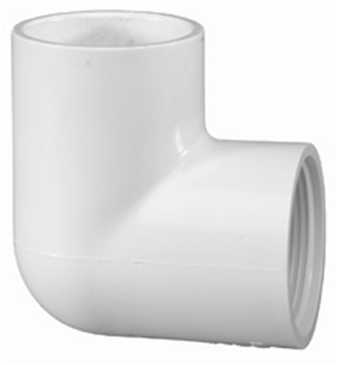 ELBOW, 90 Degree. SLIP x FIPT (Female Threads). PVC Fitting #407 ELBOW, 90 Degree. SLIP x FIPT (Female Threads). PVC Fitting #407