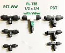 P3T, PST, PL-TEE-Valve.  Various Power Loc Tee Fittings by Jain. (1/2", 3/4", 1") P3T, PST, PL-TEE-Valve.  Various Power Loc Tee Fittings by Jain. (1/2", 3/4", 1")